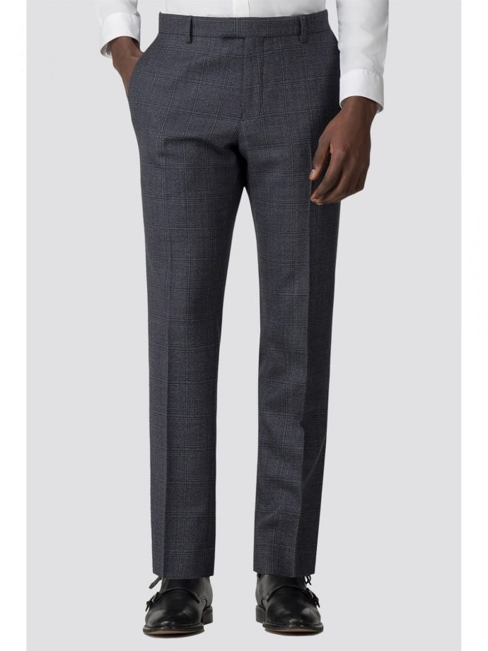 Blue Textured Check Slim Fit Trouser 30r Blue loving the sales