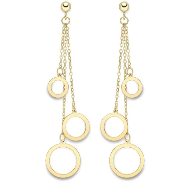 9ct Gold Open Circle Chain Drop Earrings Er378 loving the sales