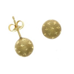 9ct Yellow Gold Matt Ball With Polished Stars Stud Earrings 10.01.055 loving the sales