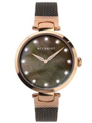 Accurist Ladies Contemporary Rose Gold Plated Brown Mother Of Pearl Dial Mesh Strap Watch 8307 loving the sales