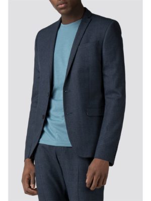 Branded Blue Jaspe Check Skinny Fit Suit Jacket 36l Blue loving the sales