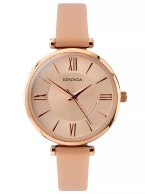 Sekonda Ladies Editions Rose Gold Plated Champagne Dial Pink Leather Strap Watch 2845 loving the sales