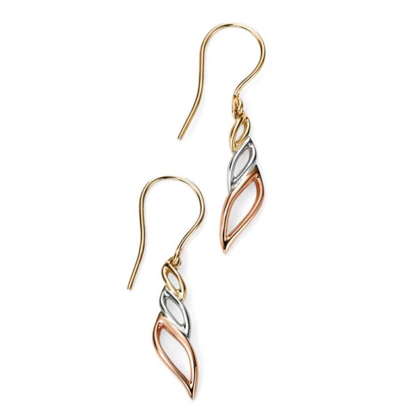 9ct Gold 3 Colour Twist Drop Earrings Ge2016 loving the sales