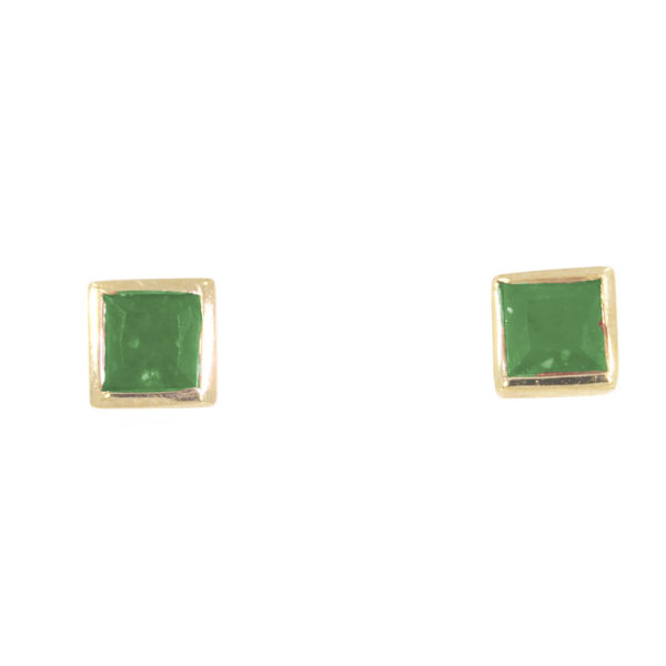 9ct Gold Square-Cut Emerald Rubover Stud Earrings Er108-Em-Y9 loving the sales