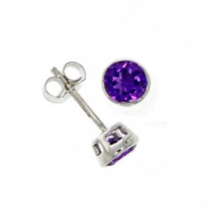 9ct White Gold 5mm Round Rubover Amethyst Stud Earrings 03.20.194 loving the sales