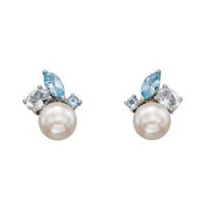9ct White Gold Pearl Topaz Cluster Earrings Ge2162w loving the sales