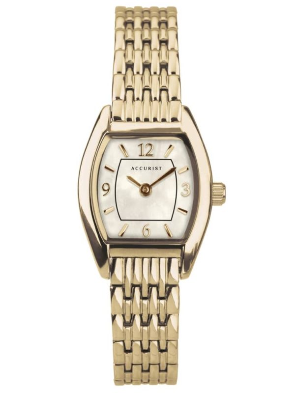 Accurist Ladies Classic Gold Plated Champagne Mother Of Pearl Dial Tonneau Bracelet Watch 8326 loving the sales