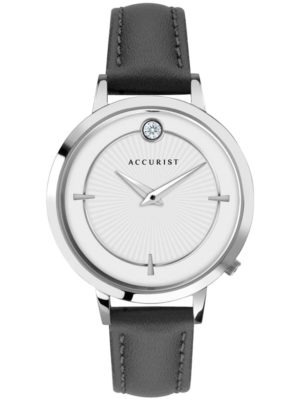 Accurist Ladies Pure Brilliance White Dial Grey Leather Strap Watch 8340 loving the sales