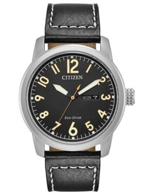 Citizen Mens Chandler Military Black Leather Strap Watch Bm8471-01e loving the sales