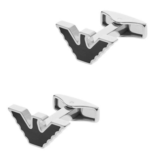 Emporio Armani Mens Stainless Steel And Black Resin Logo Cufflinks Egs2287040 loving the sales