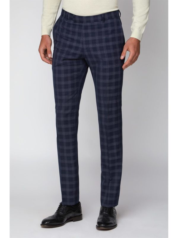 Limehaus Navy Check Slim Fit Trouser 36r Navy loving the sales
