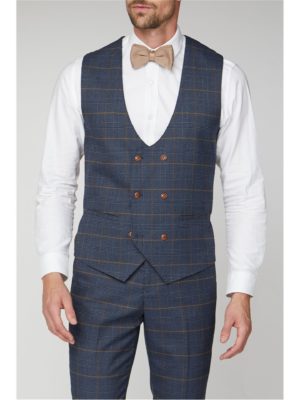 Marc Darcy Jenson Navy Check Suit Waistcoat 40r Navy loving the sales