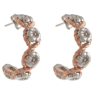 Olivia Burton Floral Charm Rope Hoop Silver & Rose Gold Earrings loving the sales