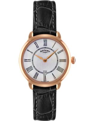Rotary Ladies Rose Gold Black Strap Watch Ls02919/41 loving the sales