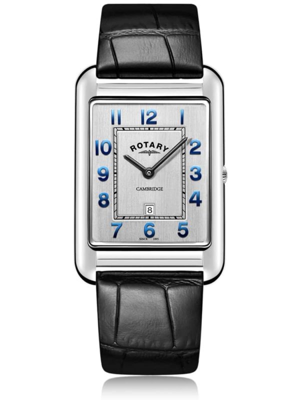 Rotary Mens Cambridge Stainless Steel Rectangle Dial Leather Strap Watch Gs05280/70 loving the sales