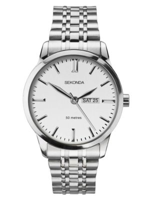 Sekonda Mens Classic Stainless Steel White Dial Bracelet Watch 1664 loving the sales