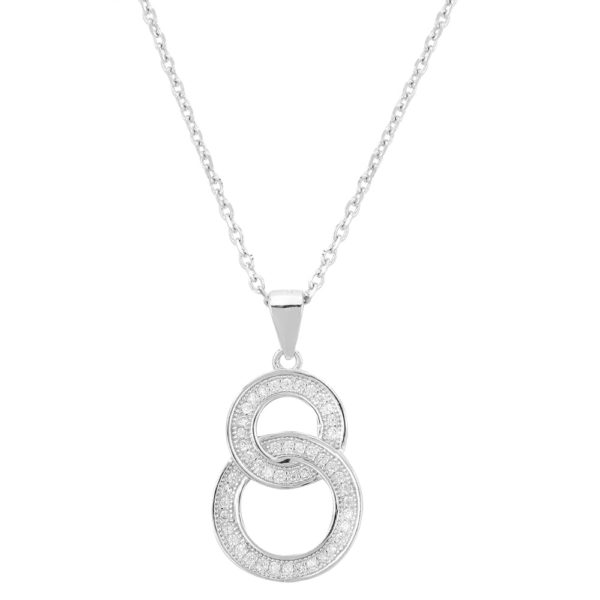 Silver Cubic Zirconia Interlinked Circle Pendant P610309 loving the sales