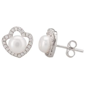 Sterling Silver Cubic Zirconia And Freshwater Pearl Stud Earrings Eow70246fw loving the sales