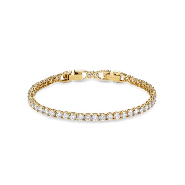 Swarovski Tennis Deluxe Gold Tone Plated White Crystal Bracelet 5511544 M loving the sales