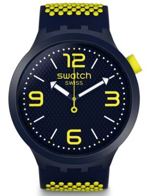 Swatch Unisex Bbneon Blue & Yellow Rubber Strap Watch So27n102 loving the sales