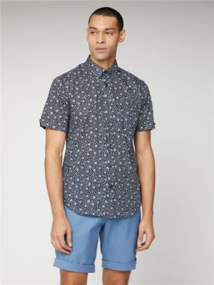 Ben Sherman | Navy Tonal Floral Print Shirt | Suitdirect.Co.Uk loving the sales