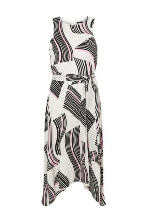 Cream Graphic Swirl Midi Dress