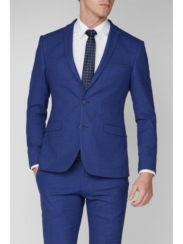Limehaus Warm Blue Texture Skinny Fit Suit Jacket 38l Blue loving the sales
