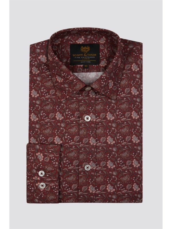 Scott  Taylor Wine Intricate Floral Shirt 16.5 Wine loving the sales