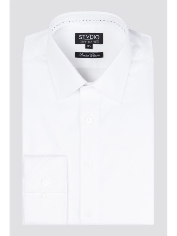 Stvdio By Jeff Banks White Small Jacquard Shirt 15.5 White loving the sales