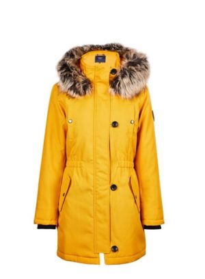 Womens Only Yellow Faux Fur Parker Coat - Orange