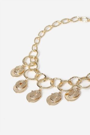 Gold Coin Drop Chain Necklace