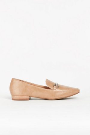Nude Silver Buckled Loafer