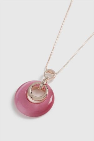 Rose Gold Glass Drop Pendant Necklace