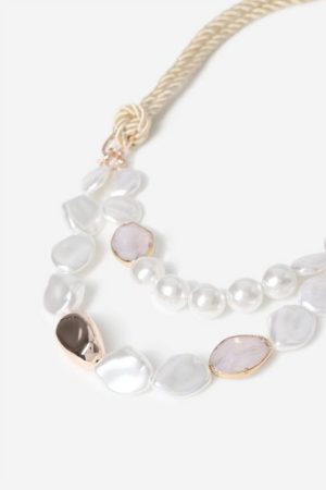 Rose Gold Pearl And Stone Necklace
