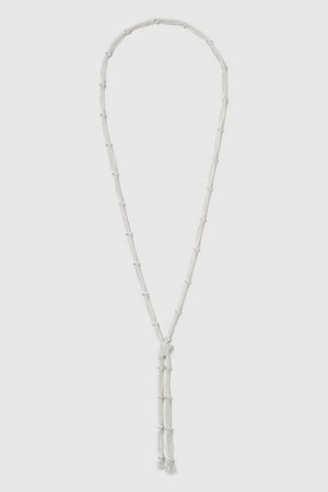 Silver Mesh Lariat Necklace