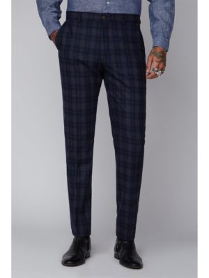 Gibson London Blue And Brown Check Trouser 30r Blue loving the sales