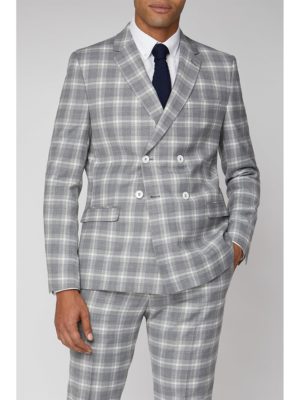 Limehaus Grey Check Double Breasted Slim Fit Jacket 36r Grey loving the sales