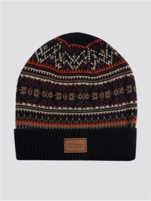 Men's Black Fairisle Knitted Woolly Hat | Ben Sherman | Est 1963 - One Size loving the sales