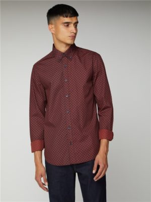 Men's Geometric Rust Red Oxford Shirt | Ben Sherman | Est 1963 - Small loving the sales