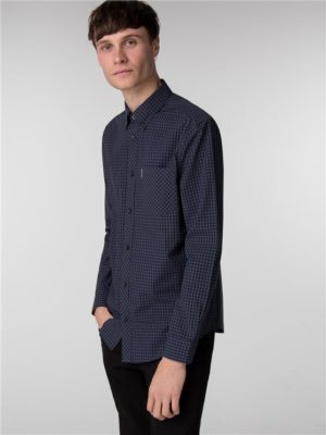 Men's Long Sleeve Core Navy Gingham Shirt | Ben Sherman - Xxxl loving the sales