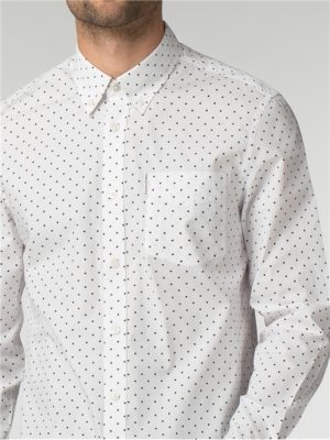 Men's White & Navy Blue Polka Dot Shirt | Ben Sherman | Est 1963 - Xs loving the sales