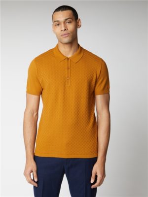 Men's Yellow Textured Knit Polo Shirt | Ben Sherman | Est 1963 - Small loving the sales
