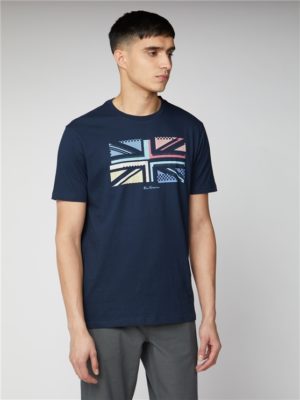 Navy Union Jack Pixel Print T-Shirt | Ben Sherman | Est 1963 - Small loving the sales
