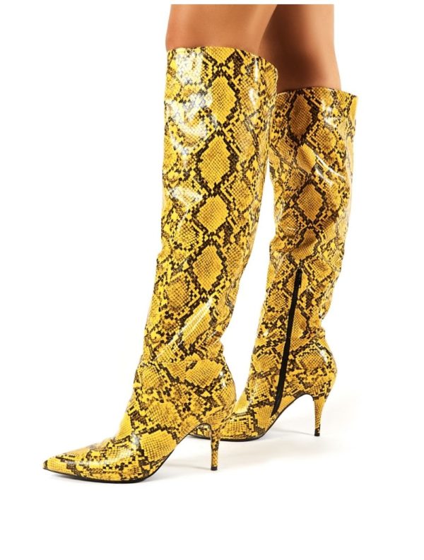Nicole  Snakeskin Slouch Knee High Boots