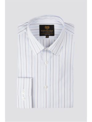Scott  Taylor Pale Blue Stripe Regular Fit Shirt 18.5 Blue loving the sales