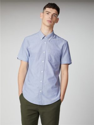 Short Sleeve Plain Oxford Shirt Coloured In Classic Navy - Small loving the sales