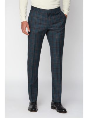Ben Sherman Charcoal Teal Check Slim Fit Trouser 34r Charcoal loving the sales