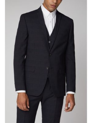 Ben Sherman Midnight Rust Textured Check Slim Fit Suit Jacket 34r Navy loving the sales