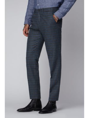 Gibson London Grey Black And Teal Graph Check Trousers 32r Grey loving the sales
