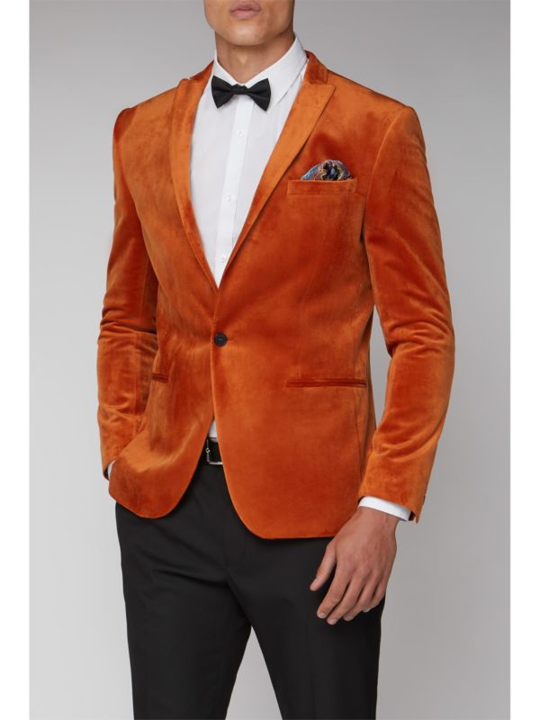 Limehaus Burnt Orange Slim Velvet Jacket 42s Orange loving the sales